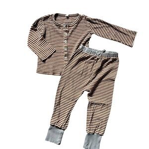 Kate Quinn Kids Two-Piece Set Size 5 Organic Cotton Striped Button Shirt & Pants
